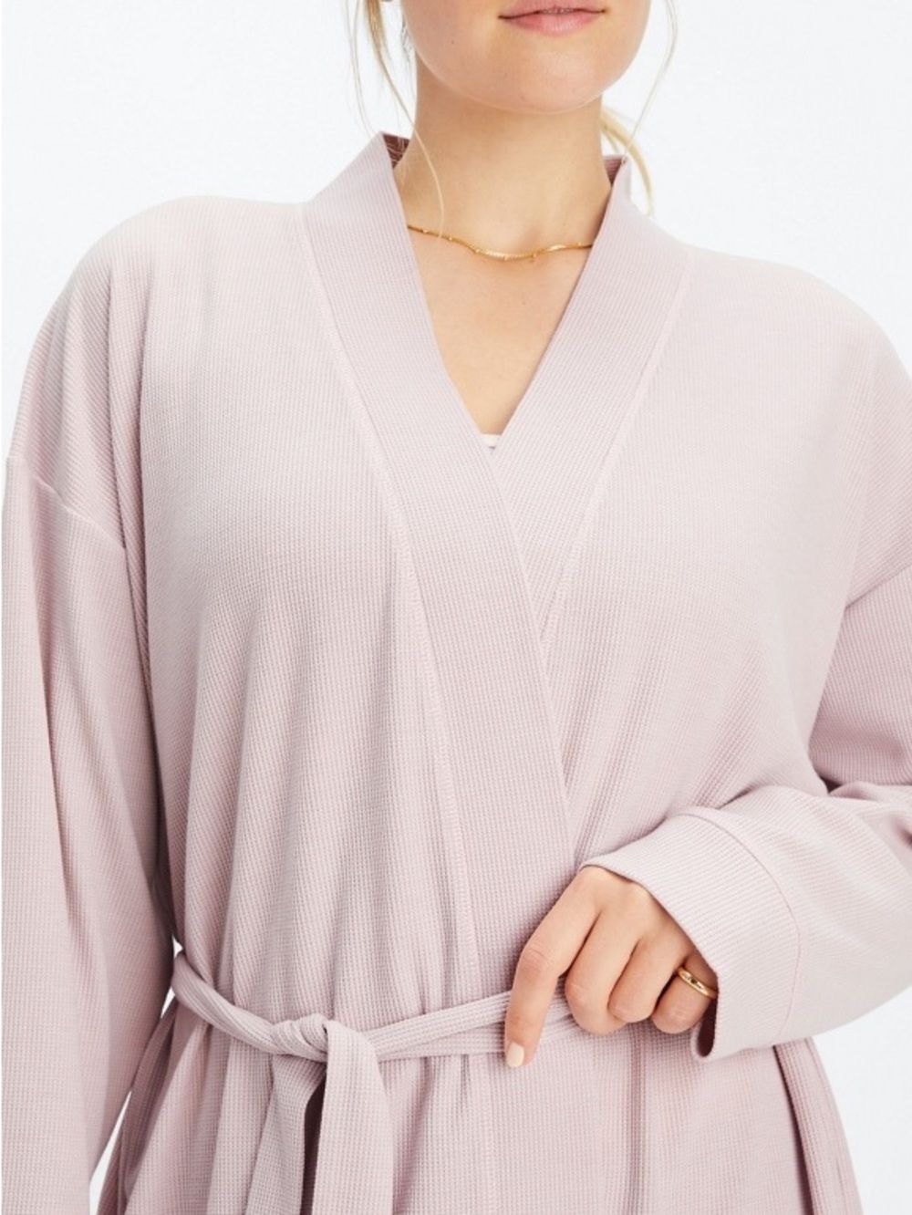 Fabletics Waffle Knit Tie Waist Bathrobe Lounge